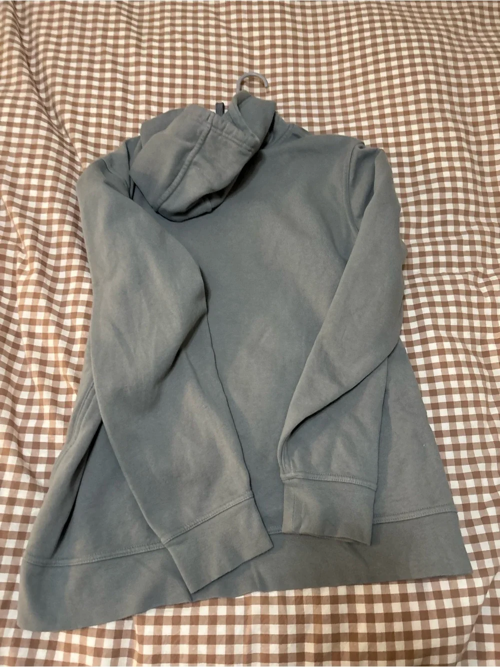 The North Face Light Gray Hoodie with Black Logo Tag